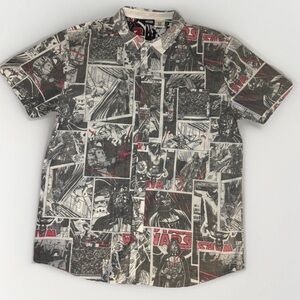 Star Wars Comic Book Collage Button-up Shirt “Reverse Print” Design Size XL
